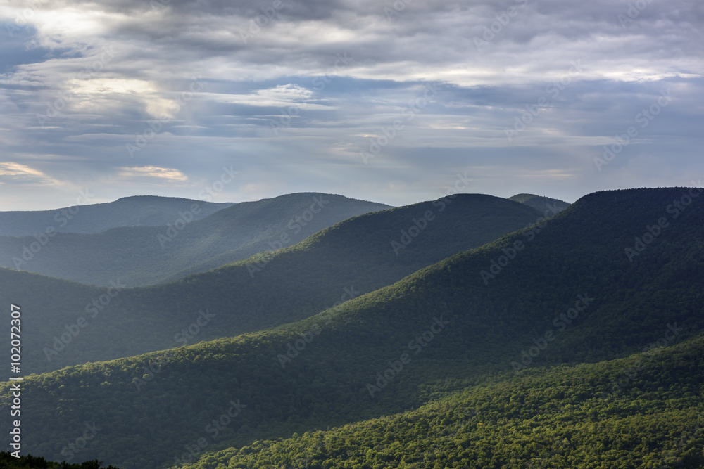 Catskill Mountains in Summer - Westerly view of the Catskill Mountains from Overlook Mountain in New York State