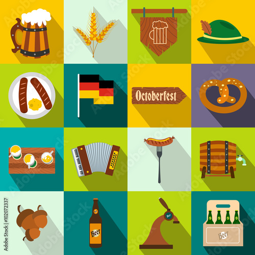 Oktoberfest party flat icons