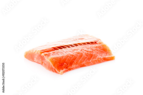 salmon steak red fish on white