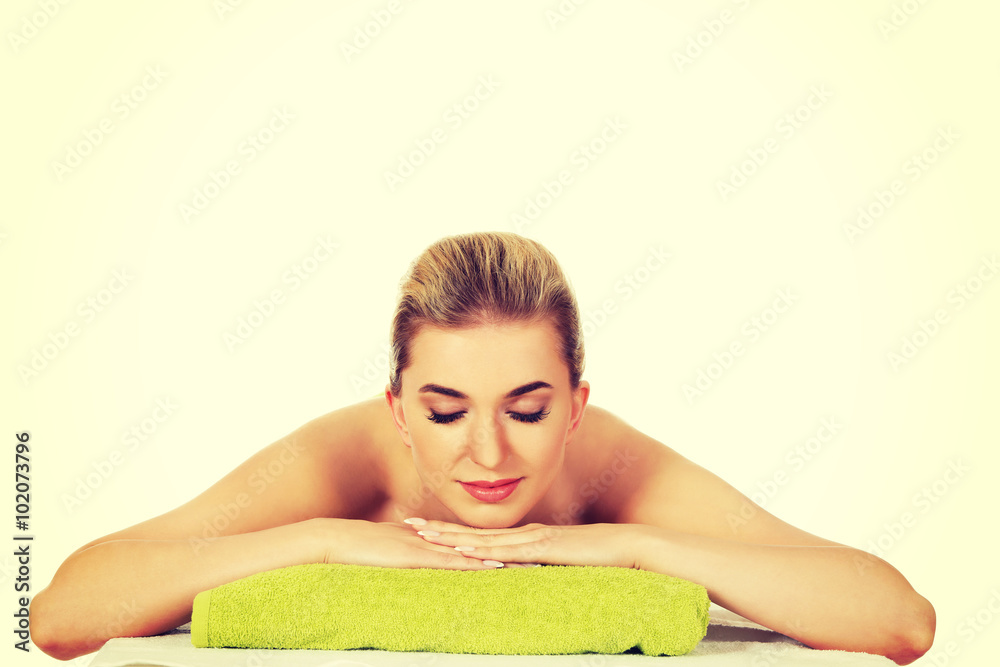 Fototapeta premium Young relaxed woman in spa.