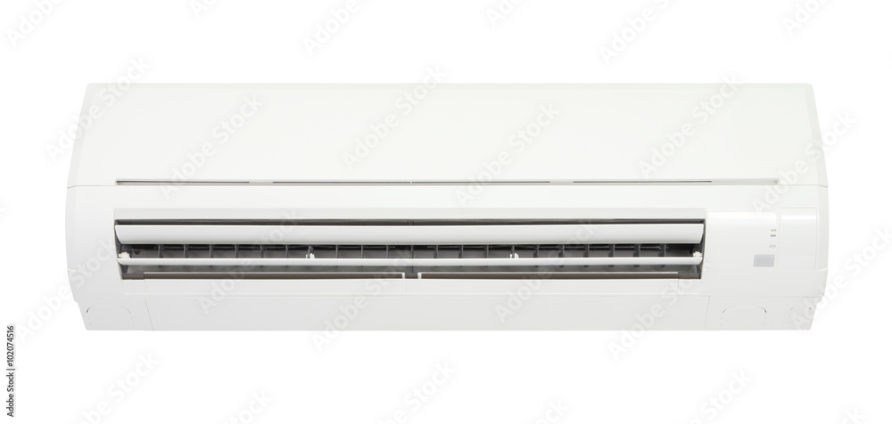 Front air conditioner indoor part on white background.