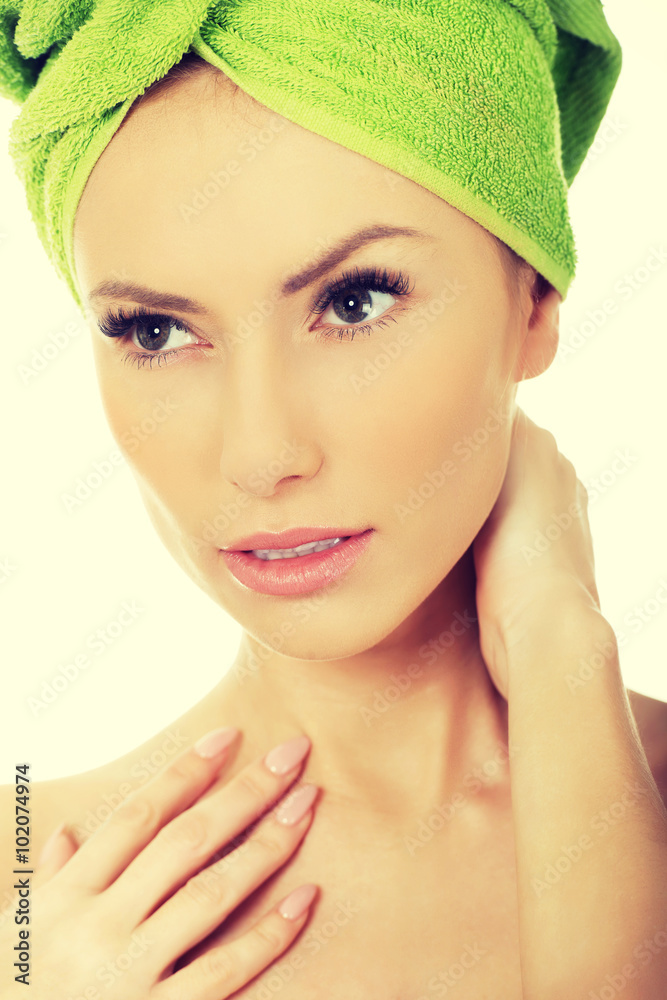 Beauty woman with turban towel. Beauty woman with turban towel.