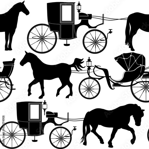 Фотография Carrige seamless background. Vintage silhouette pattern.