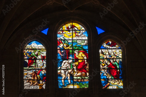 Vidriera de la catedral de Segovia, Castilla y León, España