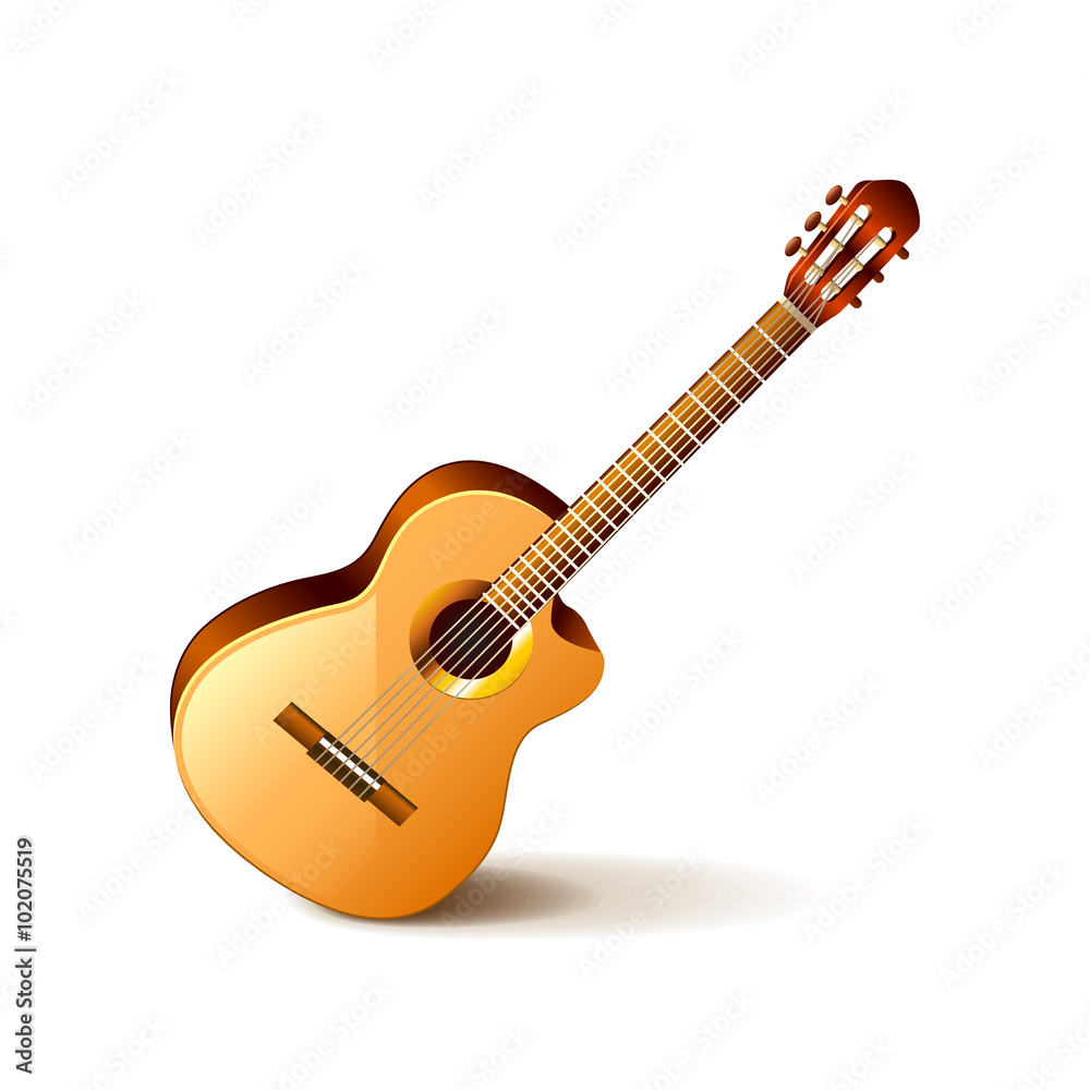 Obraz premium Classic guitar isolated on white vector