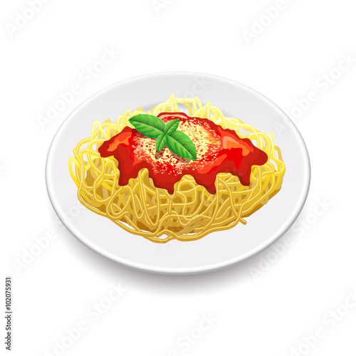 Spaghetti bolognese isolated on white vector
