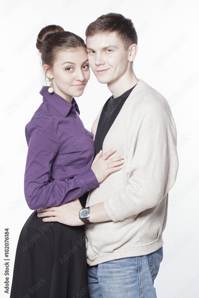 man and woman hug man and woman hug