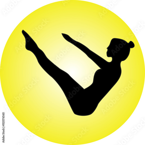 Pilates position (boat) silhouette vector, silhouette in posizione pilates (barca) vettoriale