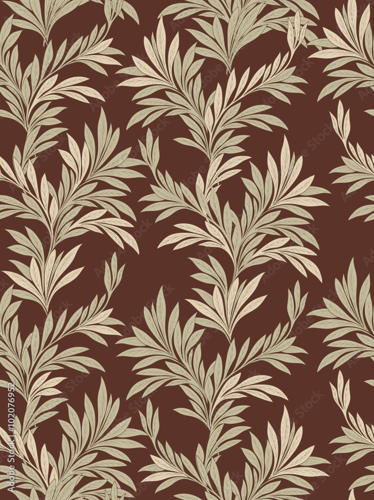 Floral seamless background. Branch with leaves pattern. Flourish ornamental texture Floral seamless background. Branch with leaves pattern. Flourish ornamental texture