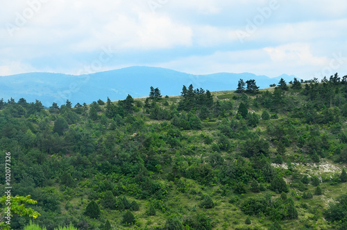 Summer landscape of Caucasus Mountains in Kabardinka