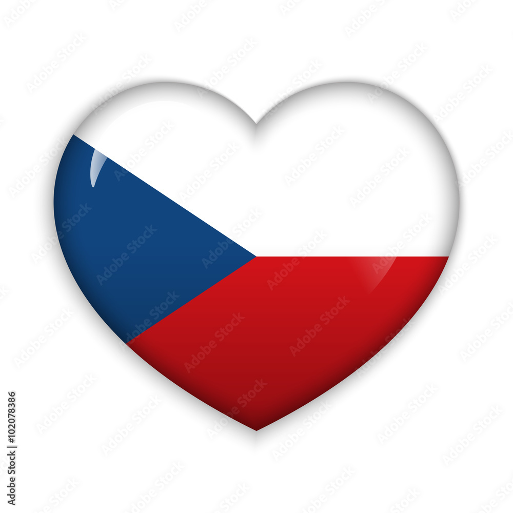 Love Czech Republic. Flag Heart Glossy Button Love Czech Republic. Flag Heart Glossy Button