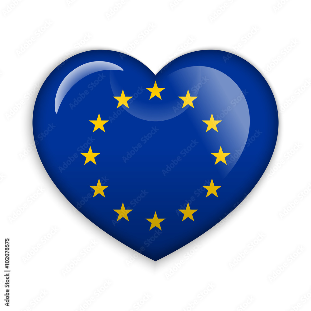  Love European Union.  Flag Heart Glossy Button