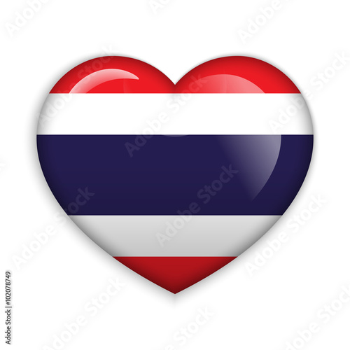  Love Thailand.  Flag Heart Glossy Button