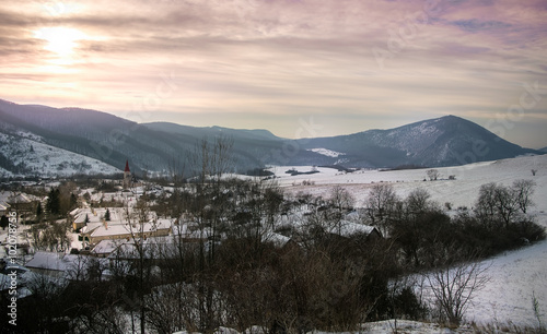 Mountain village at winter