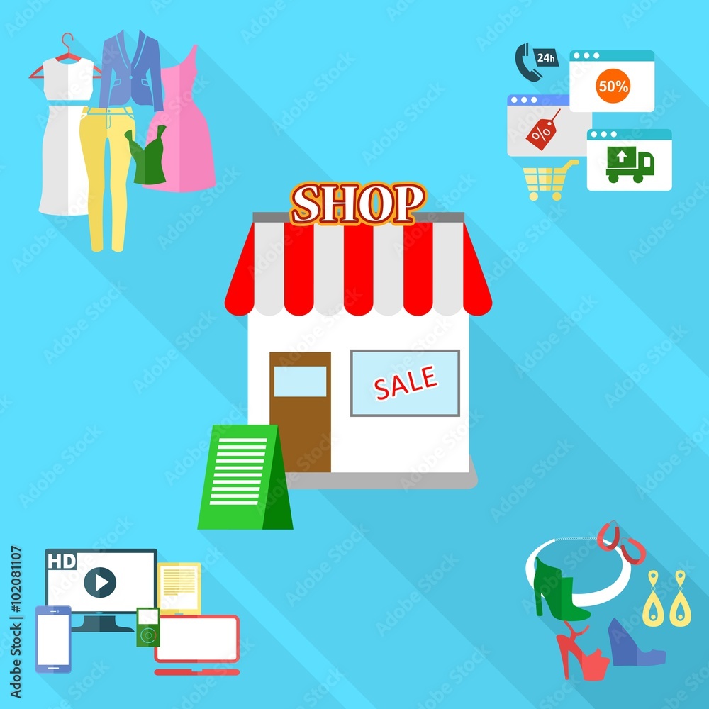 shopping flat design shopping flat design
