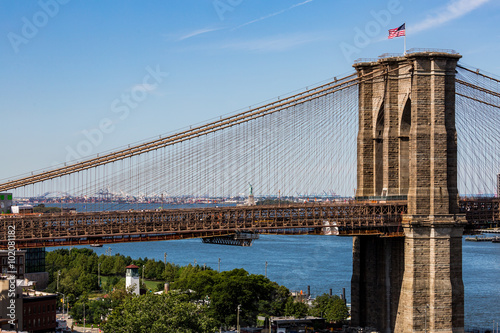 NEW YORK - AUGUST 22  Views of the Brooklyn Bridge on a summer d
