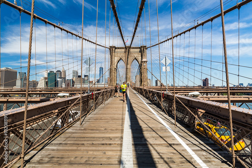 NEW YORK - AUGUST 22: Views of the Brooklyn Bridge on a summer d © oscity