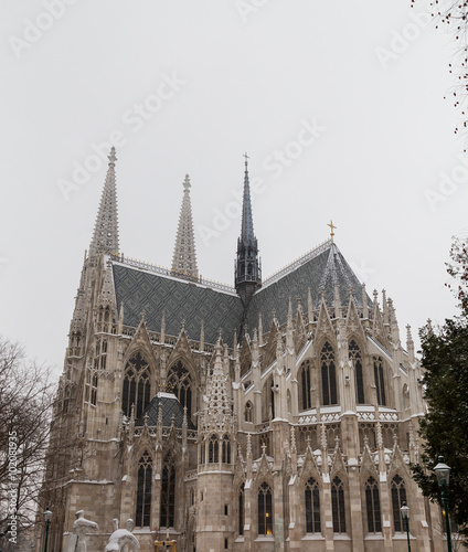 Photography Votice Church in Vienna in the Winter with Snow