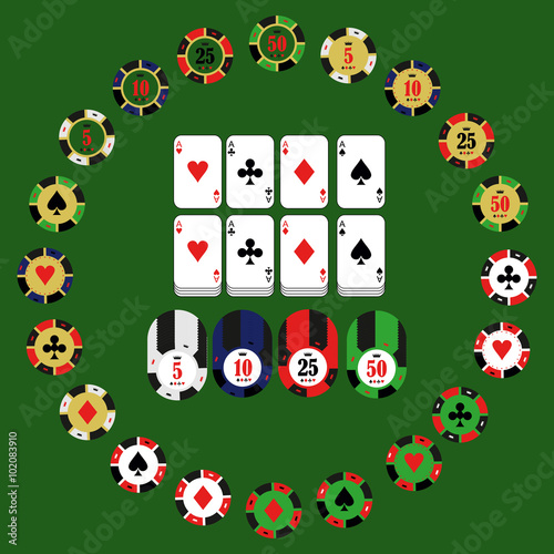 Casino  design elements vector icons. Casino games.Ace playing c