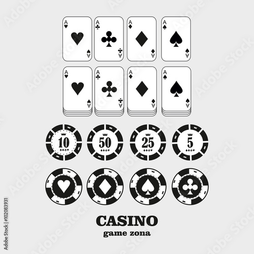 Casino  design elements vector icons. Casino games.Ace playing c