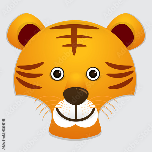 Fototapeta Naklejka Na Ścianę i Meble -  Vector image of cute face of tiger