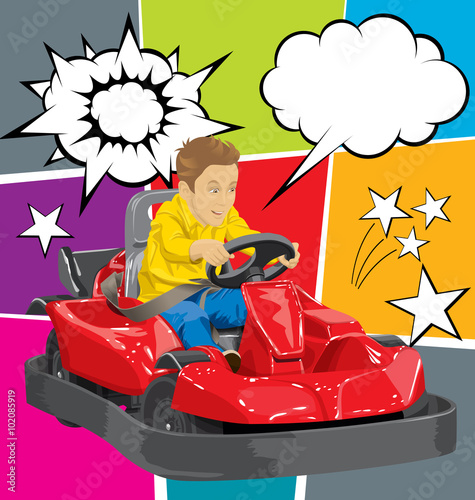 Boy driving go kart