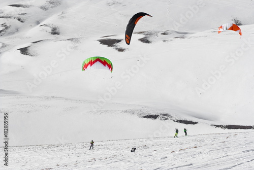 Fényképezés Snowkiters in action at world championship in Italy