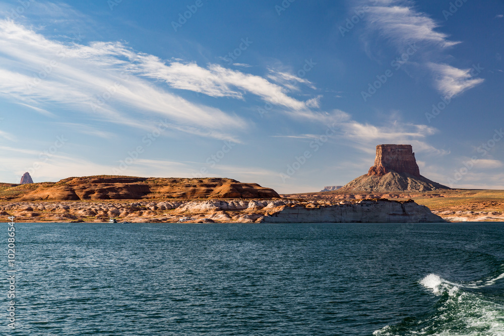 View of the Glen Canyon on the Lake Powell from boat, Utah