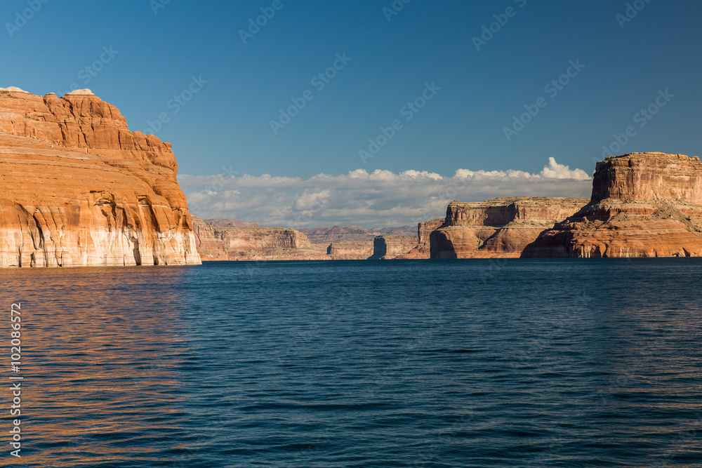 View of the Glen Canyon on the Lake Powell from boat, Utah