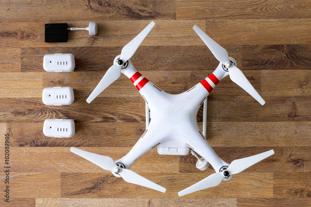 top view drone with camera. - obrazy, fototapety, plakaty 