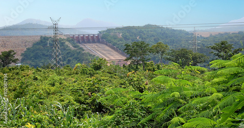 The dam / Akosombo Dam on the Volta River in Ghana (West Africa)