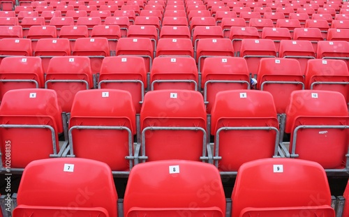 Empty red seats in stadium stock  photo  photograph  picture  image