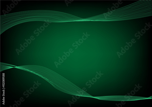 Abstract Green wavelengths and irregular lines on a dark background. Editable Clip Art.
