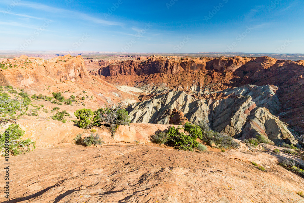 Fototapeta premium Views of Upheaval Dome in Canyonlands National Park along the Wh