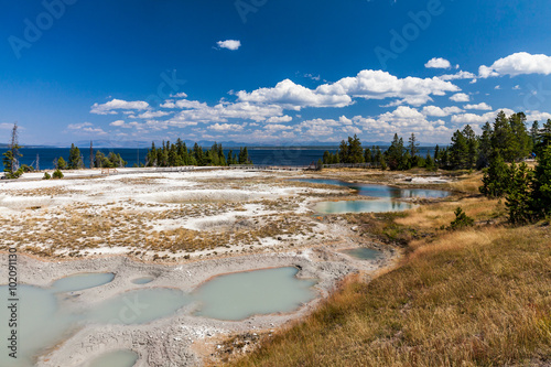 West Thumb Geyser Basin in Yellowstone National Park, USA photo