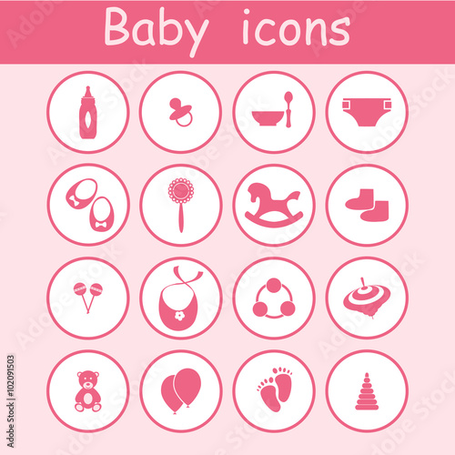 Baby icons set, vector.Kids set
