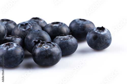 Blueberries on white background