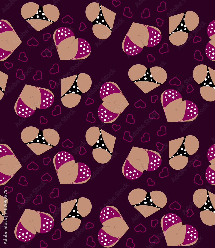Naklejka premium Background with hearts like boobs and asses. Seamless Pattern for Valentine's day. Vector illustration