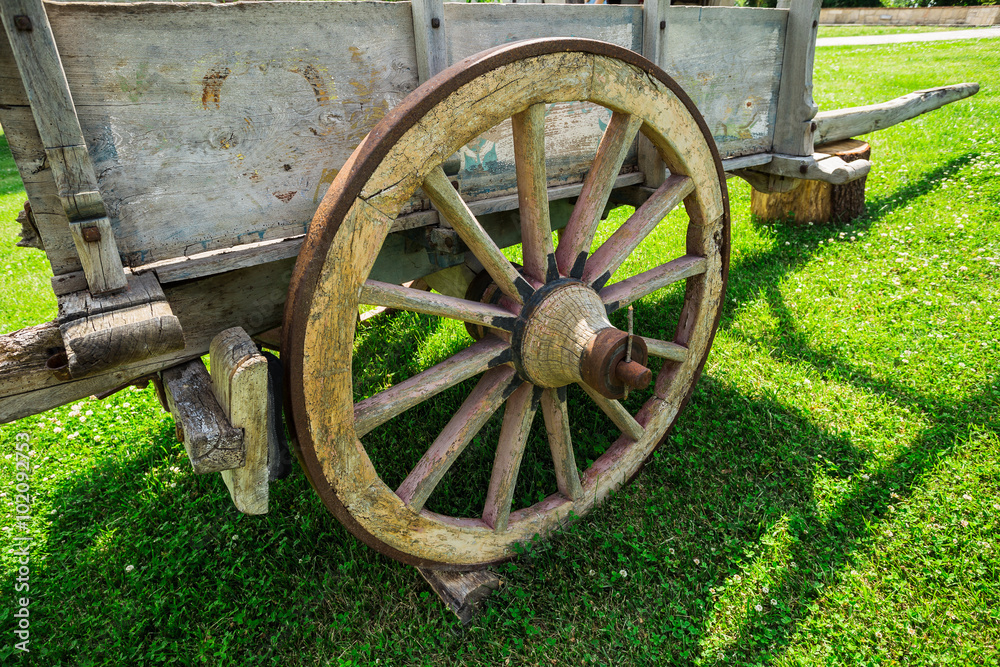 Old horse drawn wooden cart