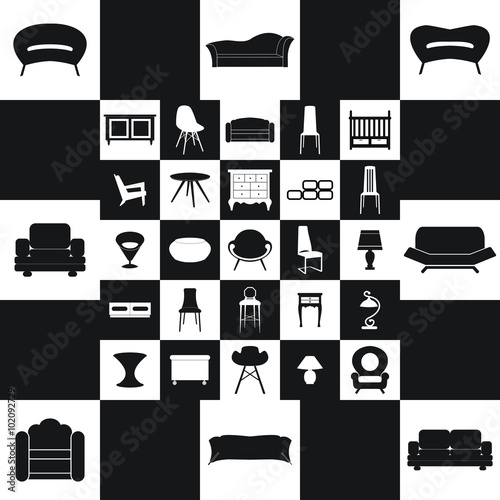 Home furniture, illustrations concept design set, vector