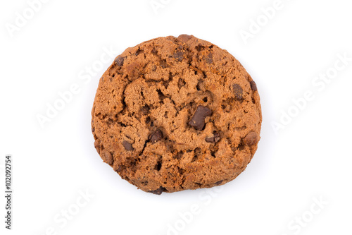 Chocolate chip cookie isolated on white