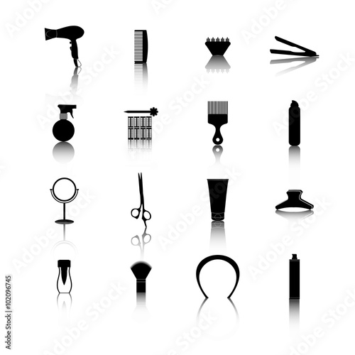 Hairdressing related symbol. Vector set of accessories for hair