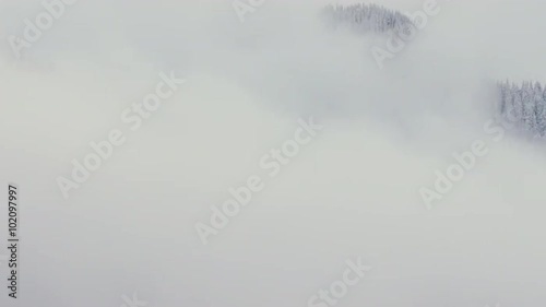 Clouds Snowy Mountain Trees Timelapse