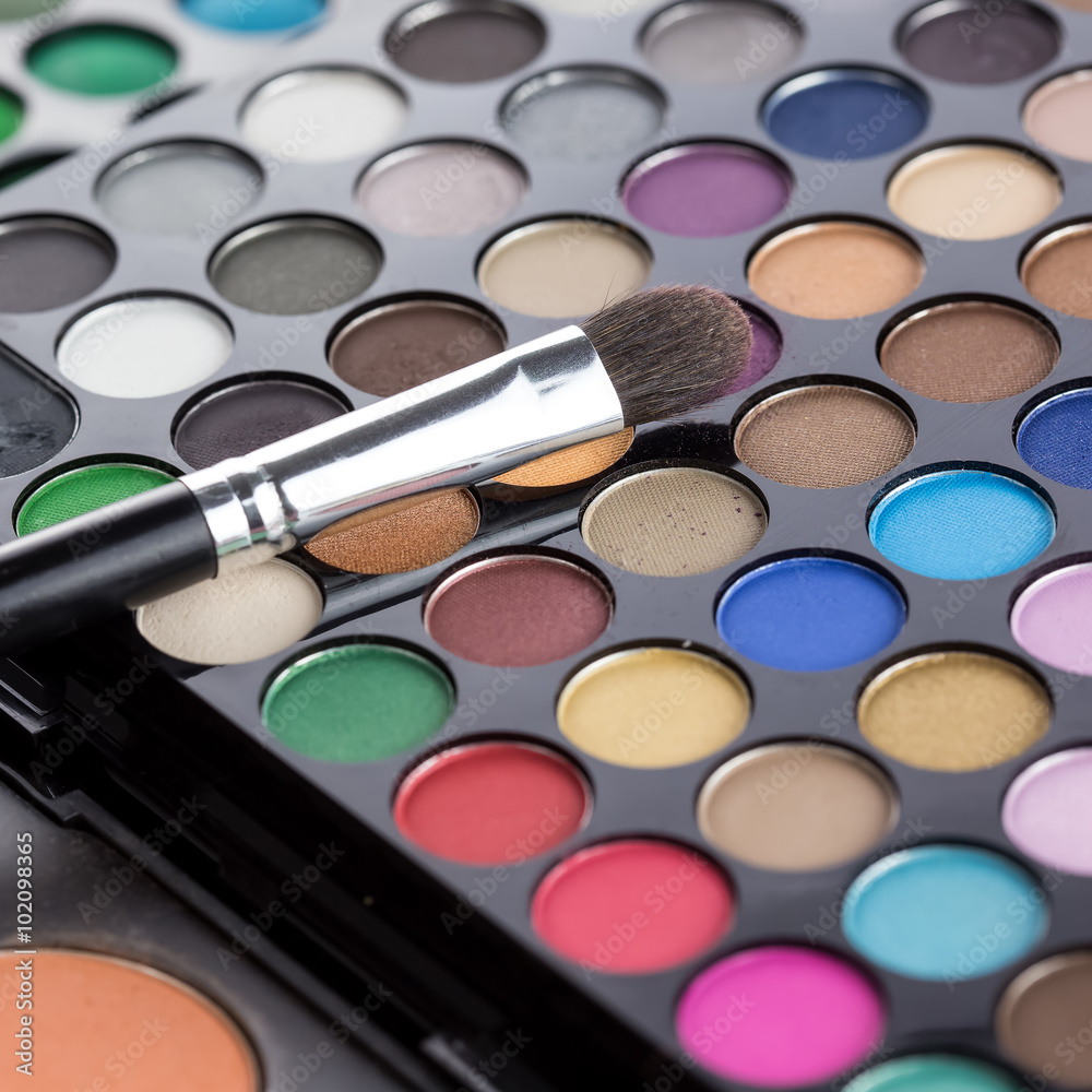 Professional make-up brush on eyeshadows palette Professional make-up brush on eyeshadows palette