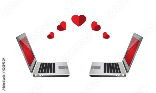 Laptop , online dating love hearts