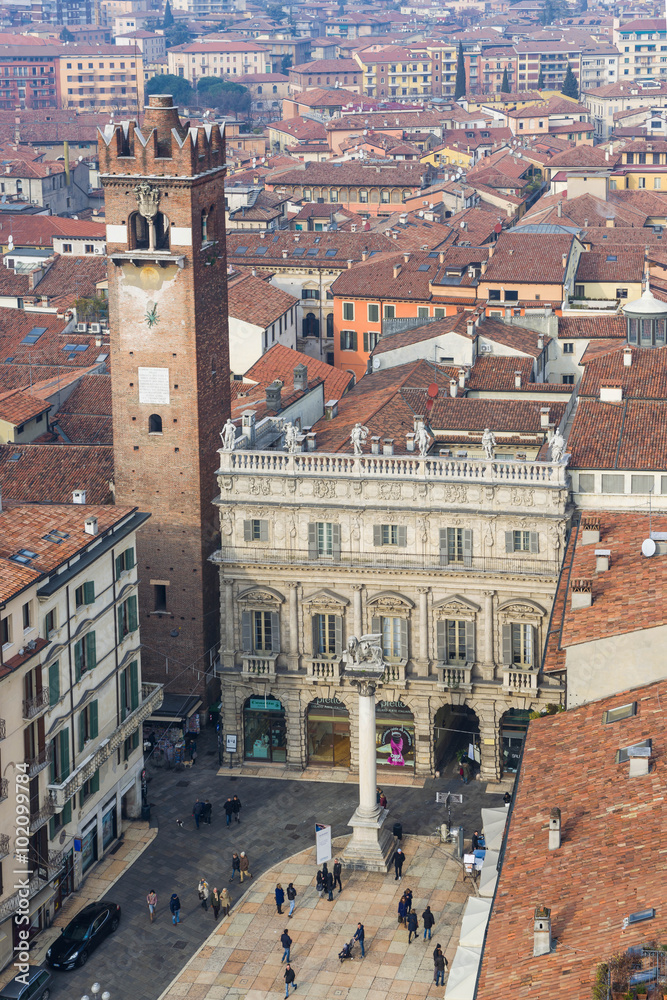 Aerial view of Piazza delle Erbe