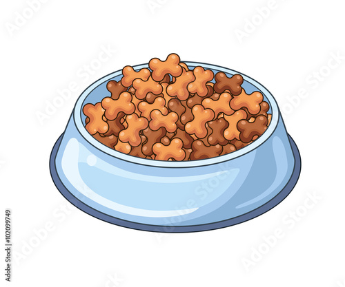 A bowl with dog food.