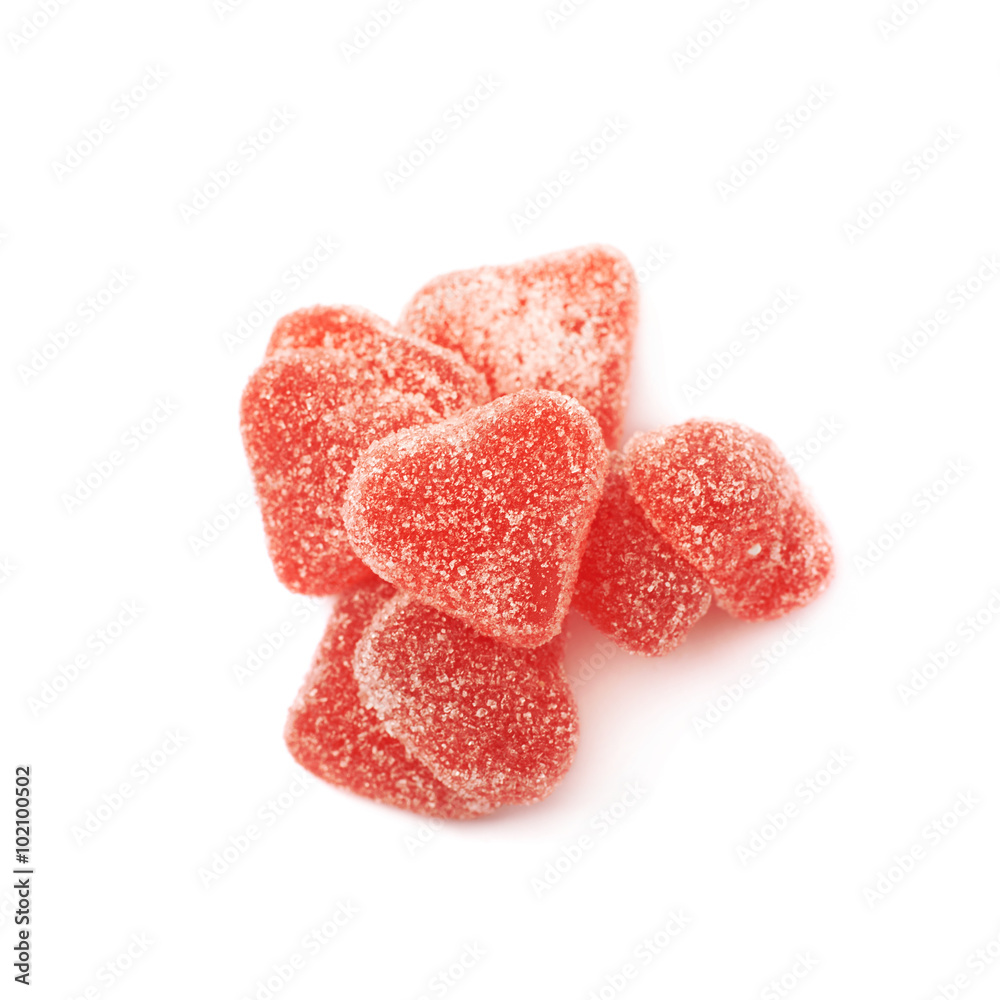 Obraz premium Red heart shaped candy isolated