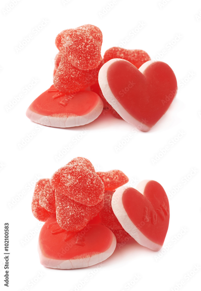 Obraz premium Pile of red candies isolated