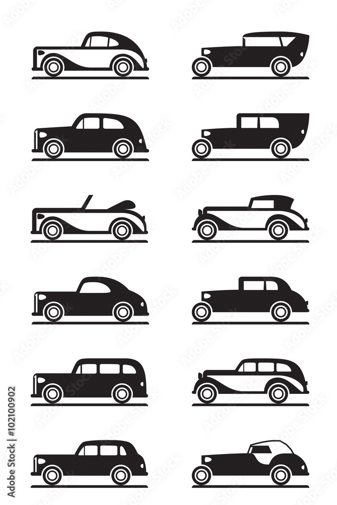 Classic and retro cars - vector illustration